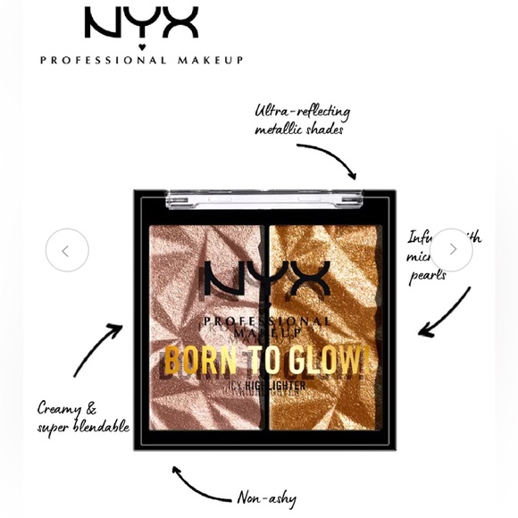 NYX Professional Makeup Born to Glow Highlighter Duo, Icy Highlighter, 0.2 oz. - Picture 1 of 7
